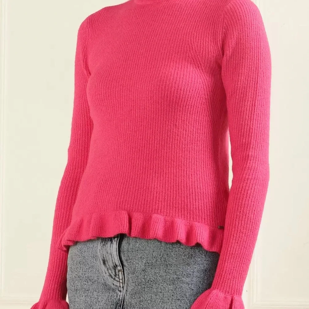 NWT Ted Baker London Pippalee Frill Detail Bright Pink Sweater